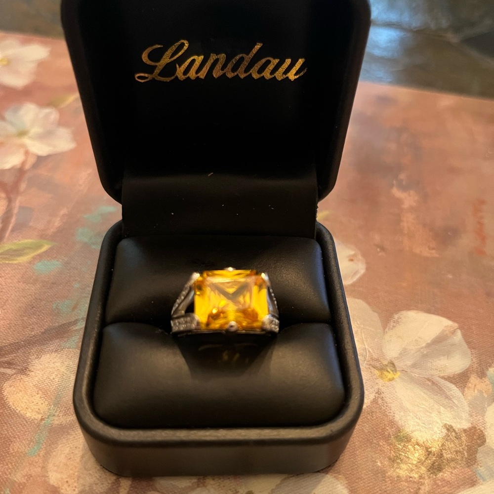 Landau Yellow Gemstone Ring sterling silver size 6